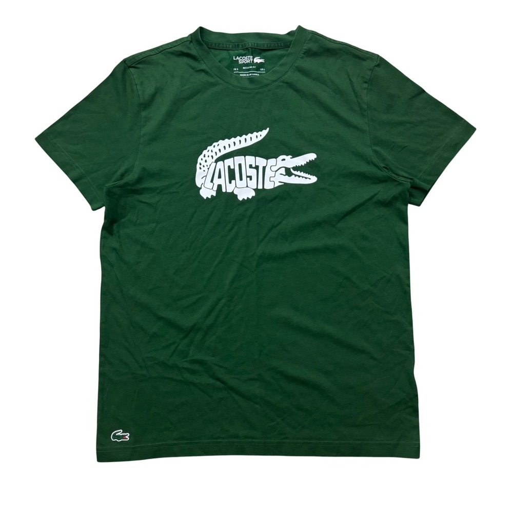 Lacoste Sport Logo Graphic T-Shirt Tee Regular Fit Green L